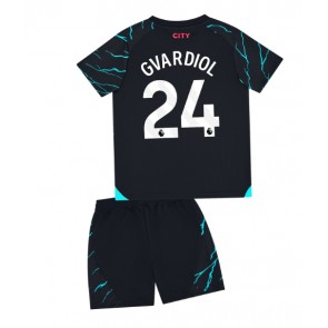 Lacne Dětský Futbalové dres Manchester City Josko Gvardiol #24 2023-24 Krátky Rukáv - Tretina (+ trenírky)